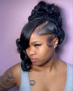 @luvvfashion2 Pretty Braided Hairstyles, Slick Hairstyles, Hair Ponytail Styles