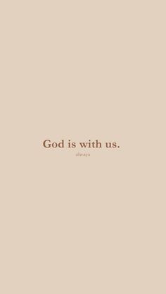 the words god is with us are in brown on a beige background, and an image of