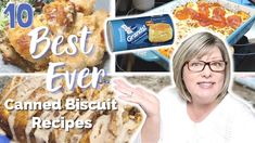 a collage of pictures with food and the words canned biscuit recipes on it