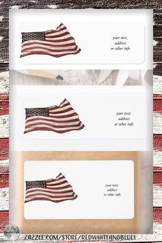 two envelopes with an american flag on them