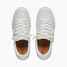 Women's Lay Day Seas Shoes in White Leather | REEF® Woman Laying, No Tie Laces, Coastal Vibes, White Leather Sneakers, Shoes Shop, Classic Sneakers, Leather Sneakers, White Leather, Leather Women