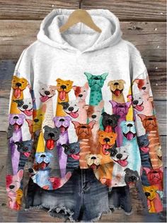 Shop Affordable Women Sweatshirts Spring/Fall Sweatshirt&Hoodie Casual Sweatshirt&Hoodie Animal Sweatshirt&Hoodie Loose Daily Hoodie Long Sleeve On Justfashionnow.com Womens Oversized Hoodie, Drop Shoulder Hoodie, Diy Facial, Sports Hoodies, Women Hoodies Sweatshirts, Dog Print, Facial Hair, Oversize Hoodie, Casual Hoodie