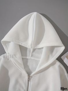 Bjux - Womens Sporty Long Sleeve Zip-Up Crop Hoodie, featuring a Solid Design Sweatshirt for casual and comfortable wear in any activity. Fleece Hooded Top For Leisure, Leisure Fleece Hooded Top, Leisure Hooded Fleece Top, White Fleece Hoodie For Leisure, White Sweatshirt For Leisure, Winter Season, White Sweatshirt For Leisure In Winter, White Winter Sweatshirt For Leisure, White Hoodie Sweatshirt For Leisure, White Fleece Sweatshirt For Leisure