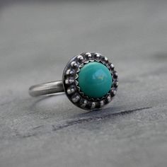 Turquoise Ring Sterling Silver - Stackable Statement Ring - Natural Turquoise Cabochon Gemstone - De Bohemian Jewelry With Bezel Setting In Round Shape, Bohemian Round Jewelry With Bezel Setting, Sterling Silver Turquoise Ring For Anniversary, Anniversary Turquoise Ring In Sterling Silver Bezel Setting, Nickel Free Turquoise Ring, Sterling Silver Turquoise Ring With Bezel Setting For Anniversary, Turquoise Cabochon Ring Jewelry, Handmade Turquoise Sterling Silver Ring, Southwestern Turquoise Ring Round Shape For Gift