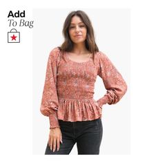 in stock Sedona, Cute Tops, Paisley Print, Women Long Sleeve, Smocking, Paisley, Pick Up, In Store, Buy Online