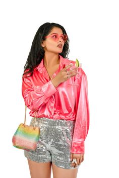 The Glossy Long Sleeve Button Up - Pinkaholics Anonymous Pinterest Fashion, Pink Fashion, Modern Woman, Breathable Fabric, Button Up, Long Sleeve, Pink, Fabric