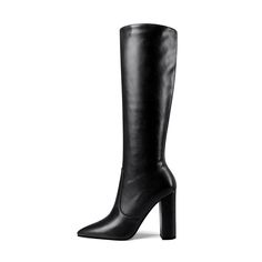 Shop Black Waterproof Side Zipper Heeled Knee High Boots Riding Boot color Black for Going out, Party, Work with worldwide Free shipping & Free return. Winter Boots With Reinforced Heel And High Shaft, High Shaft Boots With Reinforced Heel For Winter, Black High Shaft Boots For Winter, High Shaft Winter Boots With Reinforced Heel, Winter Boots With Reinforced Heel And Tall Fit, Tall Winter Heeled Boots With Zipper Closure, Winter Wide Calf Heeled Boots With Zipper, Black High Shaft Winter Boots, Winter Fitted Waterproof Boots