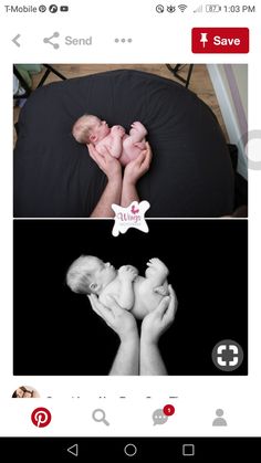 two photos with the same person holding their baby