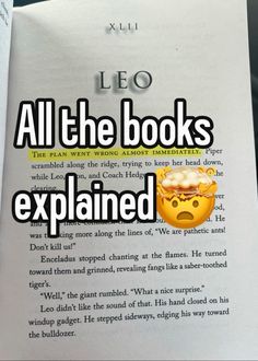 an open book with the text leo all the books explain