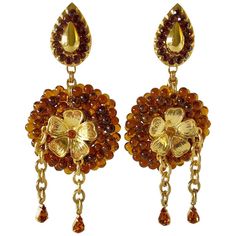 Elegant Orange Clip-on Earrings, Vintage Amber Dangle Earrings, Vintage Amber Drop Earrings, Vintage Brown Drop Earrings, Formal Orange Clip-on Earrings, Orange Clip-on Earrings For Formal Occasions, Vintage Orange Clip-on Earrings, Brown Dangle Jewelry For Formal Occasions, Vintage Brown Hallmarked Jewelry