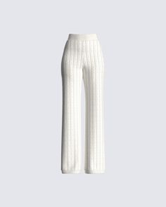 White Ribbed Knit Pants, Luxury Straight Pants With Ribbed Waistband, Luxury White Wide Leg Sweatpants, Cheap Seamless White Bottoms, Luxury Stretch Full Length Sweatpants, Luxury Stretch Full-length Sweatpants, Cheap Fitted Flare Leggings, Cheap Ribbed Bottoms For Spring, Cheap White Sleep Bottoms