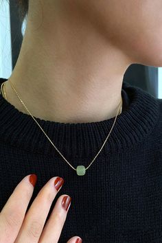 Say hey to your neckline's new BFF. The beetle necklace features a gold-plated S925 silver chain and a sphere-shaped nephrite pendant. Adds a rich pop of green to any outfit. Natural nephrite. Made by handwork of carving and polishing. Weight: 2g Adjustable chain: Gold-plated S925 sterling silver, length 400-440mm Pendant: square-round shape, Nephrite (Hetian jade), width 6mm x length 6mm x height 8mm Beetle Necklace, Jade Necklace Pendant, Green Beetle, The Beetle, Detailed Necklace, Hetian Jade, Jade Necklace, Jade Jewelry, Chain Gold