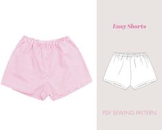 the pattern for shorts is shown in pink and white