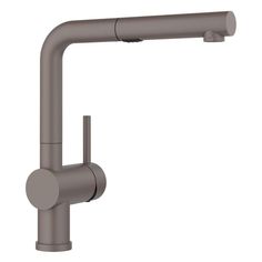 the modern faucet is shown in stainless steel