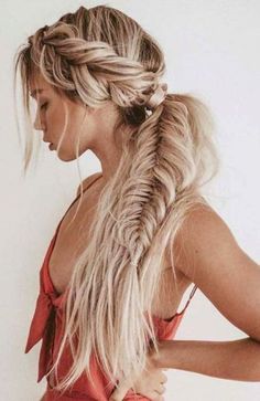 Fishtail Braid Styles, Best Braid Styles, Low Ponytail Hairstyles, Elegant Ponytail, Braided Ponytail Hairstyles, Fishtail Braid, Bohemian Hairstyles, Long Blonde