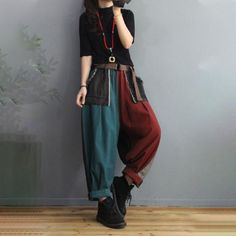 Comfortable, One of Kind. Boyfriend online shop,|Street|Denim|Multi-Color|Full Length|Pocket|Elastic|Harem|Female|Red|One Size|Spring/Fall|Hand Wash Baggy Jeans Fashion, Denim Trousers Women, Mode Hippie, Balloon Pants, Queer Fashion, Dad Jeans, Denim Patterns, Androgynous Fashion, Jeans Fashion