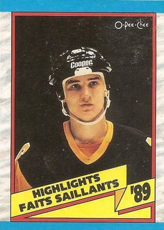 the hockey card features an image of a young man wearing a helmet and holding a sticker