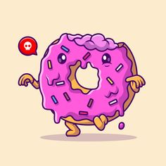 a pink donut with sprinkles is juggling