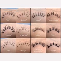 this not-so-little box of joy contains (almost) every type of lash available under the sun for you to create natural or dolled up looks! Whether to use one style on its own or mix and stack them up, these lash babies will help you achieve any look you desire. 〰️ 12 styles with 225 pieces in total 〰️ handmade by artisans 〰️ hair length: 12mm to 14mm 🎀 we recommend applying along/above lash line or underneath eyelashes How to use 💡 🔹 apply glue directly onto lash band or a smooth surface then d Individual Lashes Styles Natural, How To Apply Lashes Underneath, Baby Doll Lashes, Individual Lashes Styles, Lash Sets With Mapping, Doll Lash Extensions, Lash Individuals, Piercing Business, Lashing Techniques