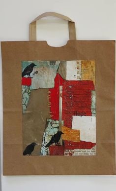 a brown paper bag with an image of a bird on it