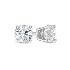 Celebrate any occasion with these shimmering diamond stud earrings. Fashioned in 14K white gold, each earring showcases a sparkling 1/5 ct. diamond solitaire. Dazzling with 3/8 ct. t.w. of diamonds and a bright polished shine, these post earrings secure comfortably with push/screw backs. White Gold Platinum Diamond Earrings With Single Diamond, Platinum White Gold Diamond Earrings With Single Diamond, Diamond White Solitaire Diamond Earrings, Solitaire Diamond White Diamond Earrings, White Diamond Earrings With Single Diamond, Silver Diamond Earrings With Single Diamond, Platinum Diamond Earrings With Single Diamond, White Gold Single Diamond Earrings, Lab-grown, White Gold Single Diamond Earrings With Lab-grown Diamond