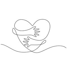 two hands holding a heart in the air with water and waves around it on a white background