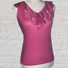 New! Lauren Ralph Lauren Ruffle Polka Dot Sleeveless Top Condition: New With Tags! Ruffle V-Neck Trim Adds Sweet Style To This Soft And Comfy Cotton Sleeveless Top. Pet And Smoke Free Home *Color Varies From Lighting/Flash* Women's Size: Xs Color: Pink Fabric: 100% Cotton Measurements (Laying Flat) Shoulders (Across): 12" Chest (Armpits): 16 1/4" Length: 23" Thank~You For Browsing My Closet 05/06/23 Spring Chic Polka Dot Tank Top, Chic Polka Dot Tank Top For Spring, Feminine Polka Dot Tops For Summer, Fitted Polka Dot Tank Top, Chic Polka Dot Tank Top For Summer, Stretch Polka Dot Summer Tops, Stretch Polka Dot Tops For Summer, Summer Stretch Polka Dot Tops, Polka Dot Sleeveless Tank Top