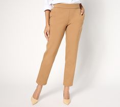 Smart and sophisticated, these slim pants are ideal for team meetings in the office or dinner dates after dark. From Dennis Basso. Stretch Dress Pants For Work With Straight Hem, Stretch Straight Hem Office Pants, Elegant Stretch Dress Pants For Work, Stretch Tapered Leg Dress Pants For Work, Stretch Tapered Leg Office Pants, Stretch Tapered Leg Dress Pants For Office, Dinner Dates, Dennis Basso, Meet The Team