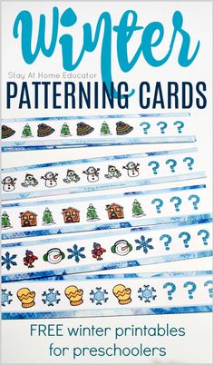 the winter patterning cards with question marks on them