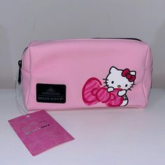 Brand New, Never Used Hello Kitty Pink With Pink Animal Print Makeup Pouch By Impressions Travel Case High Quality Faux Leather Inside Zipper Pocket Outside Slip Pocket On The Back With Velcro Closure Waterproof Size: 8.25” W X 3” D X 5.25” H Fast & Safe Shipping Comes With Just The Pouch, Matching Hello Kitty Make Up Bag In My Closet! Hello Kitty Makeup Bag, Pop Tab Crafts, Hello Kitty Y2k, Hello Kitty Merchandise, Pencil Case Pouch, Hello Kitty Makeup, Pink Animal Print, Pink Pouch, Hello Kitty Bag