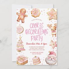 a cookie decorating party is shown on the front and back of this birthday card