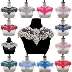 an assortment of bras on mannequins with different colors and designs in them