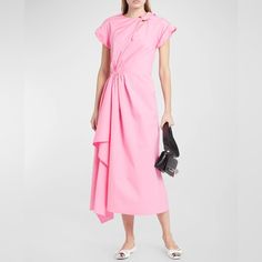 Alexander Mcqueen Pink Draped Asymmetric Midi Dress With Twist Cutout Detail Brand New, Tags Attached. Size 42 Available Original Price $2490 100% Cotton Spring Pre-draped Asymmetrical Midi Dress, Spring Midi Dress With Asymmetrical Hem And Pre-draped Style, Spring Midi Dress With Asymmetrical Pre-draped Hem, Spring Asymmetrical Dress With Draped Sleeves, Pre-draped Asymmetrical Dress For Spring, Spring Asymmetrical Pre-draped Dress, Spring Asymmetrical Ruched Pre-draped Dress, Spring Pre-draped Asymmetrical Dress, Alexander Mcqueen Dresses