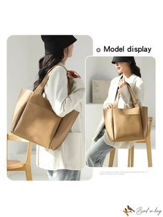 BirdinBag - Womens Faux Leather Tote - Large Capacity Handbag & Shoulder Bag Bags Tote, Word Wrap, Shoulder Tote Bag, Shoulder Tote, Color Khaki, Leather Tote, Faux Leather, Buckle, Tote Bag