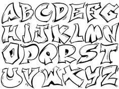 graffiti alphabet letters in black and white