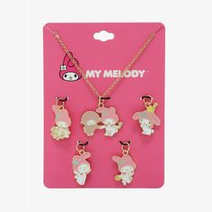 Brand New With Tags Cute Interchangeable Charm Necklace Pink Harajuku Style Jewelry Gift, Whimsical Pink Jewelry With Cute Design, Pink Harajuku Style Jewelry For Parties, Tea Cup Jewelry, Sanrio Jewelry, Easter Necklace, My Sweet Piano, Ring Charm Necklace, Cupcake Necklace