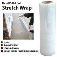 a roll of stretch wrap is shown with instructions