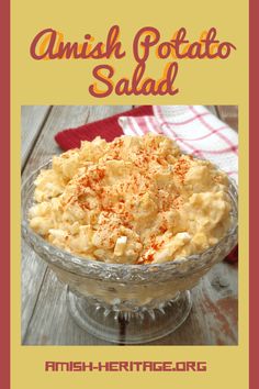 an amish potato salad in a glass bowl