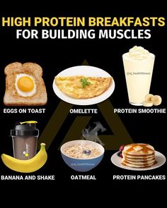 Bodybuilding Food Plan, Bodybuilding Food Recipes, Protein Foods List Build Muscle, Gym Food Plan, Protine Food, Gym Food Recipes, Good Protein Breakfast, Bodybuilder Food, Muscle Gain Meal Plan