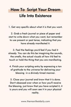 Script your dream life into existence by using these journal prompts. Diary Prompts, Studera Motivation, Spiritual Journals, Fantasy Life, Writing Therapy, Journal Writing Prompts