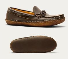 Quoddy Grizzly Mocs- Gotta get some of these Leather Slip-on Moccasins With Vibram Sole, Leather Slippers With Rubber Sole For Fall, Fall Leather Slippers With Rubber Sole, Soft Gloves, Sperrys, Loafers Men, Boat Shoes, Feel Like, Dress Shoes Men