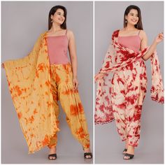 Patiala Salwar with Matching Chunni Set indian Pajama with scarf, Semi stitched salwar with Dupatta, Yoga Trouser Harem Pants tie dye pants Indian Style