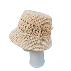 A beautiful unique summer hats women - straw hat women .  For something more fashion-forward (but just as chic), try raffia bucket hat . ♥ The Straw Hat Womens is stylish, feminine and flattering.  ♥ This particular fashion accessory adapts to urban and occasion wear alike. ♥ The design is high fashion and an easy to wear silhouette.  This hat of raffia is a wonderfull, lightweight and stilish accessory. It perfectly protects your head from direct sun light.  Raffia yarn is stretcheble this hat Casual Brimmed Mini Hats For Beach, Adjustable Summer Bucket Sun Hat, Summer Wide Brim Mini Hat, Casual Mini Hats For Summer Vacation, Casual Mini Hats For Beach With Short Brim, Bohemian Mini Hats For Vacation In Spring, Handmade Hats For Spring Vacation, Bohemian Mini Hats For Spring Vacation, Casual Brimmed Mini Hats For The Beach