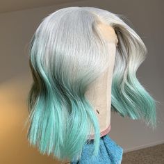 NHA Grey Color Lace Wig With Light Blue Ombre Light Blue Ombre, Colored Weave, Grey White Hair, Hair School, Green Wig, Grey Wig, Red Wigs, Human Virgin Hair, Straight Lace Front Wigs