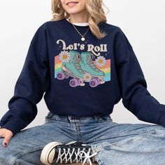 "Soft & Cozy Gildan Unisex Adult Crewneck Sweatshirt! 👉 MATERIAL & FIT: - Comfortable 50% Cotton / 50% Polyester - Air-Jet Spun Yarn for Softer Feel & Reduced Pilling - Pre-Shrunk Medium-Heavy Fabric (8.0 oz/yd² (271.25 g/m - Classic fit & Unisex - Runs true to size - Tear away label 👉 HOW TO ORDER: 1️⃣ Please, check and review all the photos. 2️⃣ Select Your Size and Color from drop down menus. 3️⃣ Click add to cart. You can go back to add more sweatshirts. 4️⃣ Click \"Proceed to check out\" 90s Inspired Blue Tops With Letter Print, Retro Long Sleeve Top With Funny Print, Retro Cotton Sweatshirt With Funny Print, Retro Relaxed Fit T-shirt, 90s Inspired Crew Neck Top With Relaxed Fit, 90s Inspired Relaxed Fit Crew Neck Top, Retro Sweatshirt With Graphic Print In Relaxed Fit, 90s Inspired Crew Neck Top For Fall, 90s Inspired Graphic Print Tops For Fall