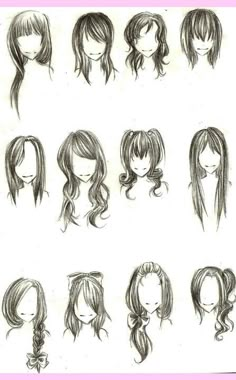 some drawings of different hairs and hair styles