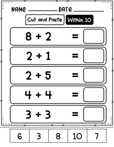 the worksheet for addition and subtraction with numbers to 10 on it