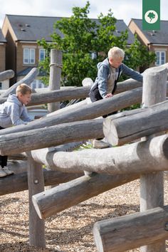 Children climbing along rope playground equipment Risky Play, Natural Playground, Playground Design