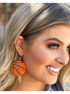 Basketball Glam Earrings-FASHBOP Tie Dye Girl, Glam Earrings, Go Team, Ball Earrings, Light Aqua, Play Hard, Slam Dunk, Sporty Chic, You Rock