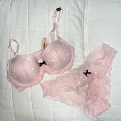 Subtle Pink Shimmer Lace On Light Pink With Black Bow Detail. Nwt Dream Angel’a Lined Demi In 32c Coordinating Panty In M I Am Open To Reasonable Offers And Offer Discounts With Bundles, Firm On Single Item Prices, Sorry Poshmark Takes Too Much. Consideration Will Be Taken If Your Chosen Lots Contain Multiple Items For More Of A Discount. Also Open To Purchase On F@Ce B00k As Well Name Is Stephanie Regina, Same Profile Photo. Bra And Panties Set, Sleeves Clothing, Self Design, Pretty Stuff